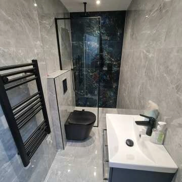 Munich Matt Black Framed Easy Clean 8mm Wet Room Shower Glass Panel 700mm