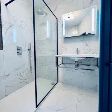 Munich Matt Black Framed Easy Clean 8mm Wet Room Shower Glass Panel 1000mm