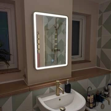 Olivia Matt Brass Illuminated LED Mirror Cabinet 710x500mm