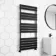 Santorini Matt Black Flat Panel Heated Towel Rail 1400x600mm