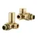 Brushed Brass Angled Radiator Valves and lockshield pack (Pair) Standard 15mm
