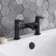 Eden Matt Black Waterfall Basin & Bath Mixer Tap Set