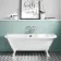 Harrow 1700mm Back To Wall Roll Top Bath - White Claw Feet