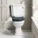 Hudson Traditional Close Coupled Toilet With Inky Blue Wooden Seat