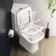 Atlanta Rimless Close Coupled Corner Toilet With Soft Close Slim Seat