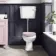 Hudson Traditional Toilet With Low-Level Cistern and Cashmere Pink Wooden Seat