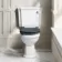 Hudson Traditional Toilet With Inky Blue Seat & Pedestal Basin Set - Double Tap Hole