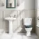 Hudson Traditional Close Coupled Toilet With Midnight Green Seat & Pedestal Basin - Single Tap Hole