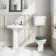 Hudson Traditional Low-Level Toilet With Midnight Green Seat & Pedestal Basin - Single Tap Hole