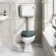 Hudson Traditional Low-Level Toilet With Midnight Green Seat & Pedestal Basin - Double Tap Hole