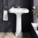 Hudson Traditional Close Coupled Toilet With Cotton White Seat & Pedestal Basin - Single Tap Hole