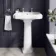 Hudson Traditional Low-Level Toilet With Cashmere Pink Seat & Pedestal Basin - Double Tap Hole