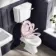 Hudson Traditional Low-Level Toilet With Cashmere Pink Seat & Pedestal Basin - Double Tap Hole