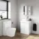 Trent Gloss White Vanity with Marble Top & Curved Counter Top Basin 600mm