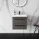 Elba Graphite Grey Wall Hung Basin Drawer Vanity 500mm - Black Accents