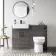 Harper Charcoal Elm Combination Vanity Basin and Miami Toilet 1200mm - Black Accents