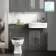 Monaco Graphite Grey Combination Vanity Traditional Basin and Hudson Toilet with Wooden Seat 1200mm