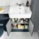 Monaco Inky Blue Combination Vanity Basin with Marble Top & Hudson Toilet with Wooden Seat 1200mm