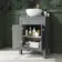 Bermuda Dove Grey Vanity with Round Counter Top Basin 600mm - Brushed Brass Accents
