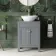 Bermuda Dove Grey Vanity with Oval Counter Top Basin 600mm - Brushed Brass Accents