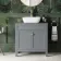 Bermuda Dove Grey Vanity with Curved Counter Top Basin 800mm - Brushed Brass Accents