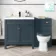 Bermuda Inky Blue Combination Vanity Basin and Hudson Toilet with Wooden Seat 1300mm