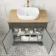 Lucia Graphite Grey Vanity with Oak Effect Top & Curved Counter Top Basin 840mm - Brushed Brass Accents