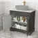 Lucia Graphite Grey Cabinet with Marble Top 840mm (Excludes Counter Top Basin) - Brushed Brass Accents