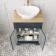 Lucia Inky Blue Vanity with Oak Effect Top & Oval Counter Top Basin 640mm - Brushed Brass Accents