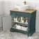Lucia Midnight Green Vanity with Oak Effect Top & Oval Counter Top Basin 840mm - Brushed Brass Accents