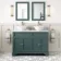 Lucia Midnight Green Double Vanity with Marble Top & Round Counter Top Basin 1200mm - Brushed Brass Accents