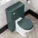 Bermuda Midnight Green Combination Vanity Basin and Hudson Toilet with Wooden Seat 1100mm