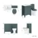 Bermuda Midnight Green Combination Vanity Basin and Hudson Toilet with Wooden Seat 1100mm