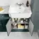 Monaco Midnight Green Combination Vanity Traditional Basin with Marble Top & Hudson Toilet with Wooden Seat 1500mm