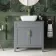 Bermuda Dove Grey Vanity with Curved Counter Top Basin 800mm - Brass Knurled Handles