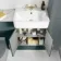 Monaco Midnight Green Combination Vanity Basin with Marble Top 1200mm (Excludes Pan & Cistern) - Brass Knurled Handles