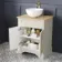 Lucia Chalk White Vanity with Oak Effect Top & Round Counter Top Basin 640mm - Brass Knurled Handles