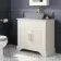 Lucia Chalk White Cabinet with Marble Top 840mm (Excludes Counter Top Basin) - Brass Knurled Handles