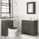 Lucia Graphite Grey Basin Vanity 830mm - Brass Knurled Handles