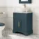 Lucia Inky Blue Vanity with Marble Top & Round Counter Top Basin 640mm - Brass Knurled Handles