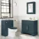 Lucia Inky Blue Vanity with Marble Top & Undermount Basin 830mm - Brass Knurled Handles
