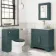 Lucia Midnight Green Vanity with Marble Top & Curved Counter Top Basin 840mm - Brass Knurled Handles