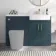 Harper Navy Blue Basin Vanity and Back To Wall Toilet Unit 1200mm (Excludes Toilet) - Brushed Brass Accents - Right Handed
