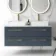 Elba Inky Blue Double Wall Hung Drawer Vanity with Marble Top & Cody Basin 1200mm - Brushed Brass Accents