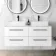 Elba Gloss White Double Wall Hung Drawer Vanity with Marble Top & Cody Basin 1200mm - Black Accents