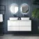 Corsica Gloss White Wall Hung Drawer Vanity with Marble Top & Curved Counter Top Basin 1200mm