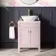 Bermuda Cashmere Pink Vanity with Marble Top & Oval Counter Top Basin 600mm - Brushed Brass Accents