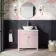 Bermuda Cashmere Pink Vanity with Marble Top & Oval Counter Top Basin 800mm - Brushed Brass Accents
