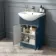 Capri Navy Blue Vanity with Semi Recessed Basin 550mm - Brushed Handles