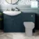 Capri Navy Blue Basin Vanity and Back To Wall Unit 1350mm (Excludes Toilet) - Chrome Handles